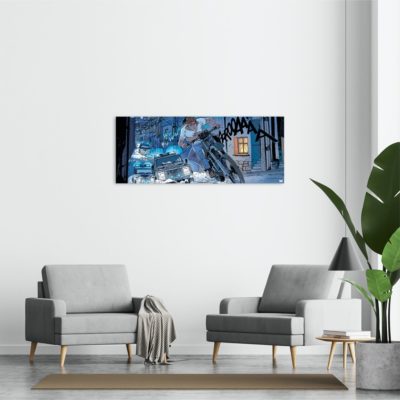 Largo Winch Art Strip - Sur les chapeaux de roue - Dibond sous plexiglas - 60x150 cm